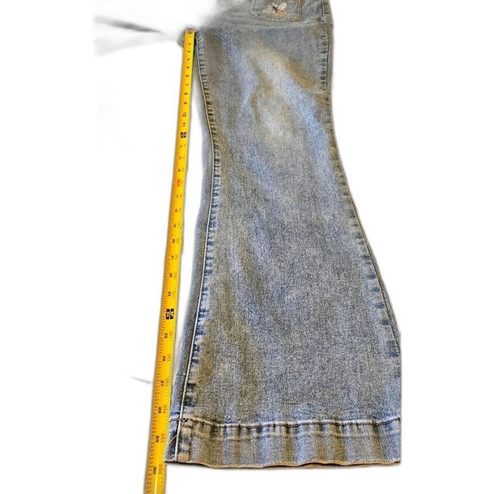 Nicole Miller Jeans Sz 14 Womens Nomad Patches High Rise Bell Bottom Faded Denim - Picture 9 of 16